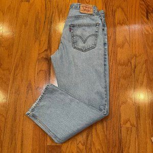 Levi Strauss Men Blue Jeans Denim Blue Style 550 Relaxed w33 x L30 Light Wash